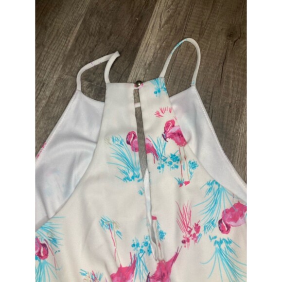 Everly Anthropologie Romper Women Medium Shorts Floral Flamingo Fairy Boho Sexy - Picture 6 of 8